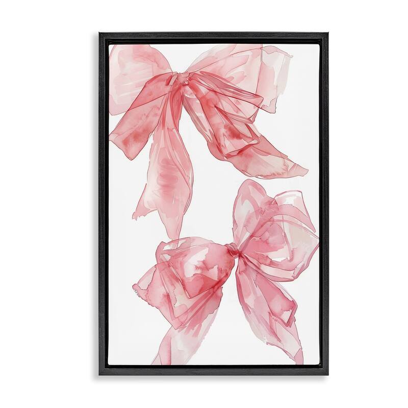 Stupell Sheer Pastel Pink Bows Framed Floater Canvas Wall Art Design By LSR Design Studio - 17 x 25 - Black