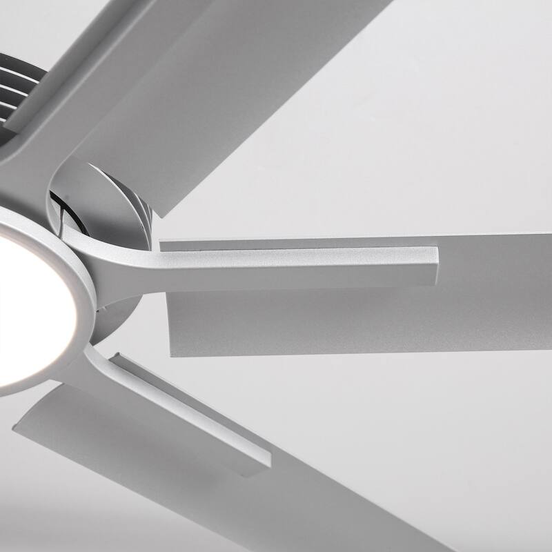 Ceiling Fan Industrial 84" Modern Silver 7-Blade LED Light