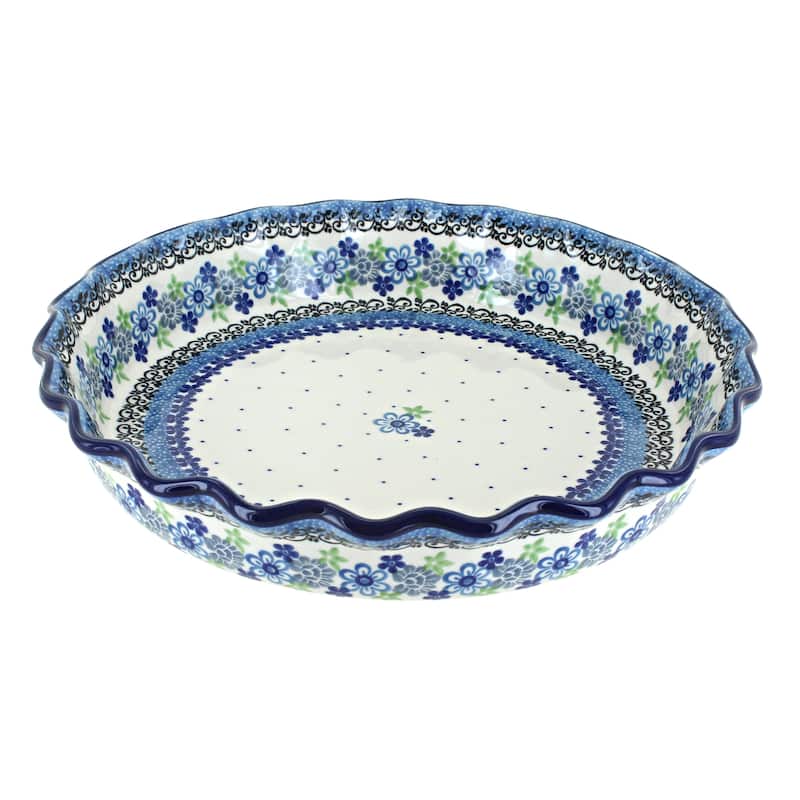 Blue Rose Polish Pottery 636 Ceramika Artystyczna Pie Plate