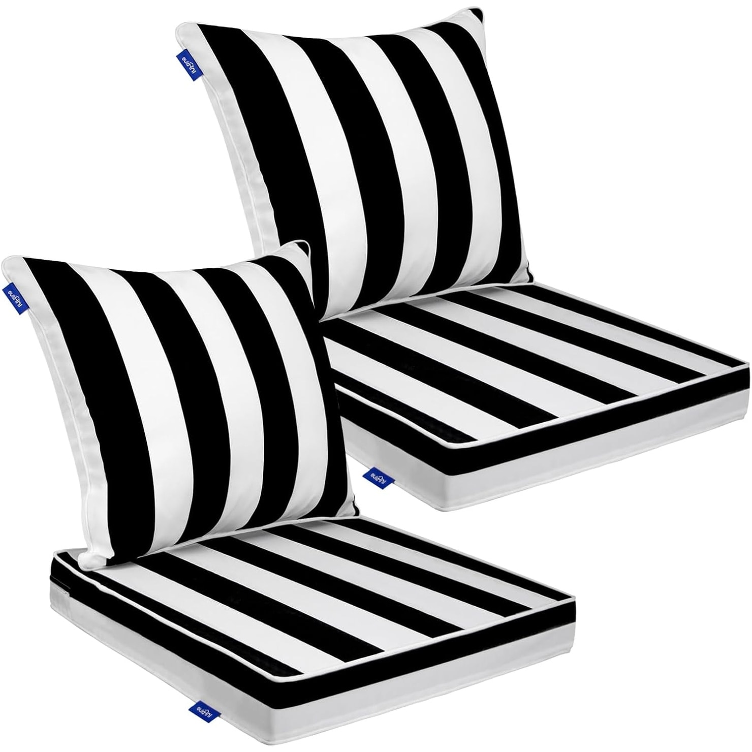 Deep Seat Cushion Set 24x24 Inches, Outdoor Patio Seat and Back Cushion for Furniture, Water Repellent (2 Sets)