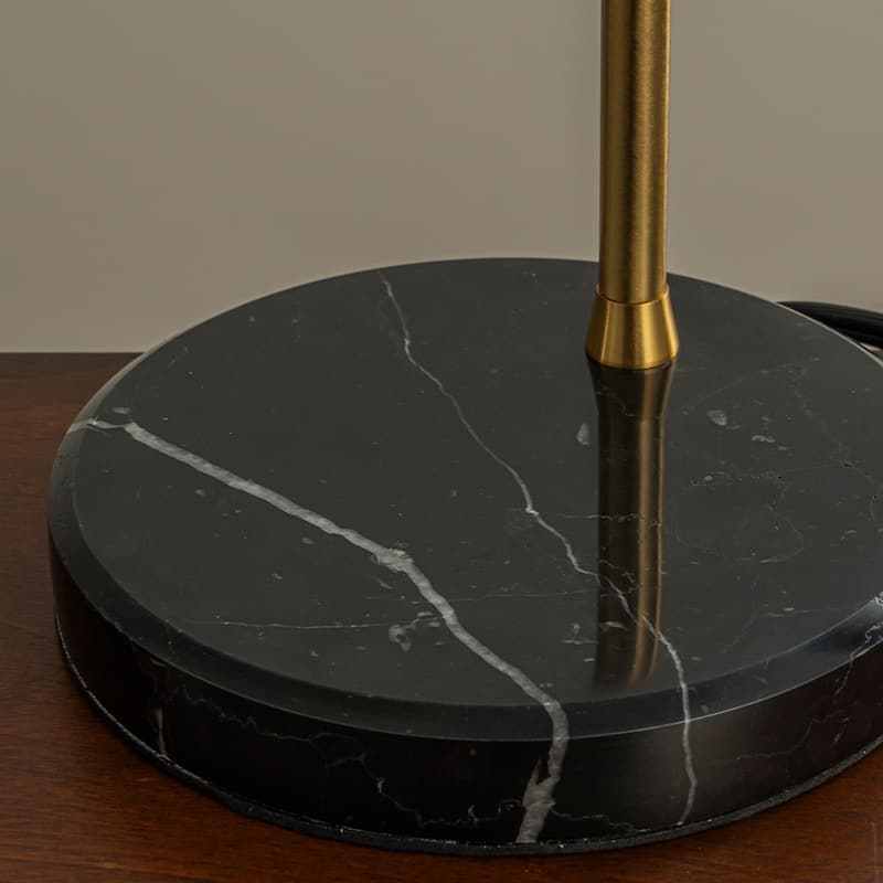 22'' Farmhouse Handwoven Rattan Table Lamp Antique Brass Finish Black Marble Base Rustic Nightstand Lamp For Bedroom Living Room