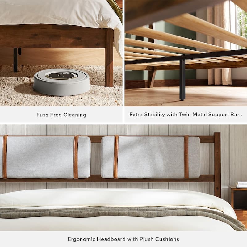 Mopio Ted Acacia Solid Wood Bed Frame with Headboard