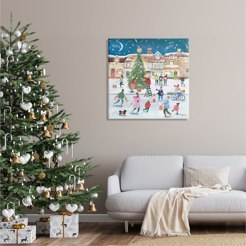 Stupell Christmas Tree Town Scene Canvas Wall Art by Clair Rossiter