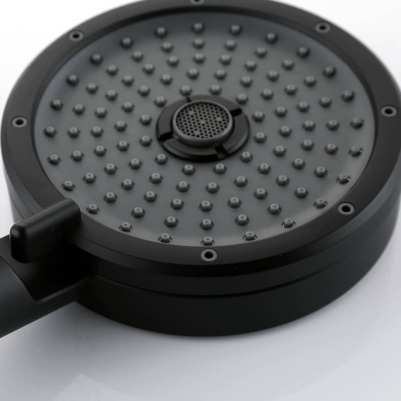 Exposed Pipe Thermostatic Tub Shower Faucet with Hand Shower Matte Balck 3-Setting Spray Complete Wall Mounted Shower System