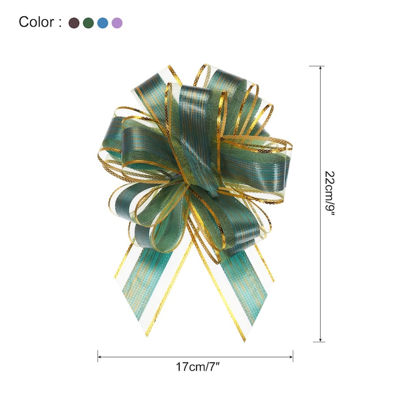20pcs Large Pull Bow Gift Wrapping Bows Ribbon Organza for Presents - Green,Blue,Purple,Coffee - 9 Inch