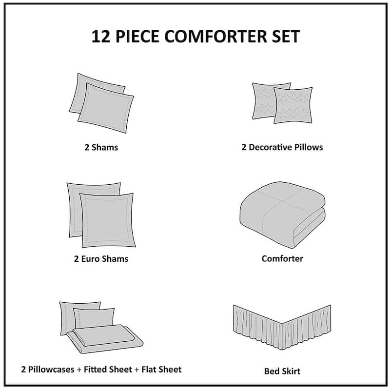 Madison Park Anouk 12 Piece Comforter Set with Cotton Bed Sheets