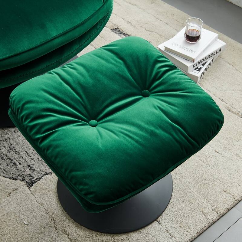 Velvet Swivel Leisure Chair Lounge Chair with Ottoman