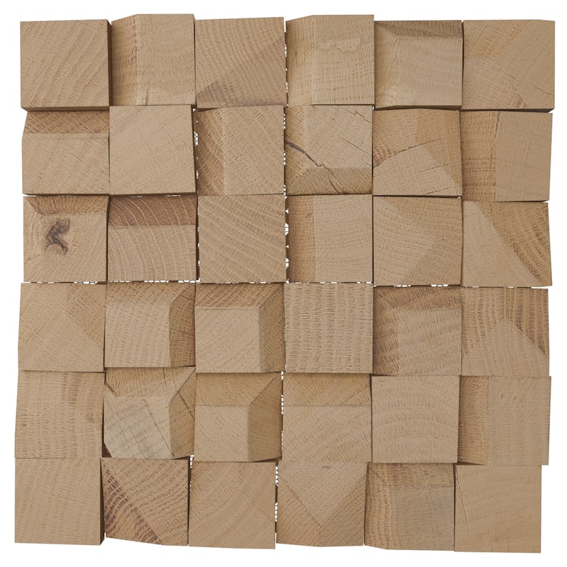 11 7/8"W x 11 7/8"H x 1/2"P Sierra Wood Mosaic Wall Tile, Oak - 11 7/8"W x 11 7/8"H x 1/2"P