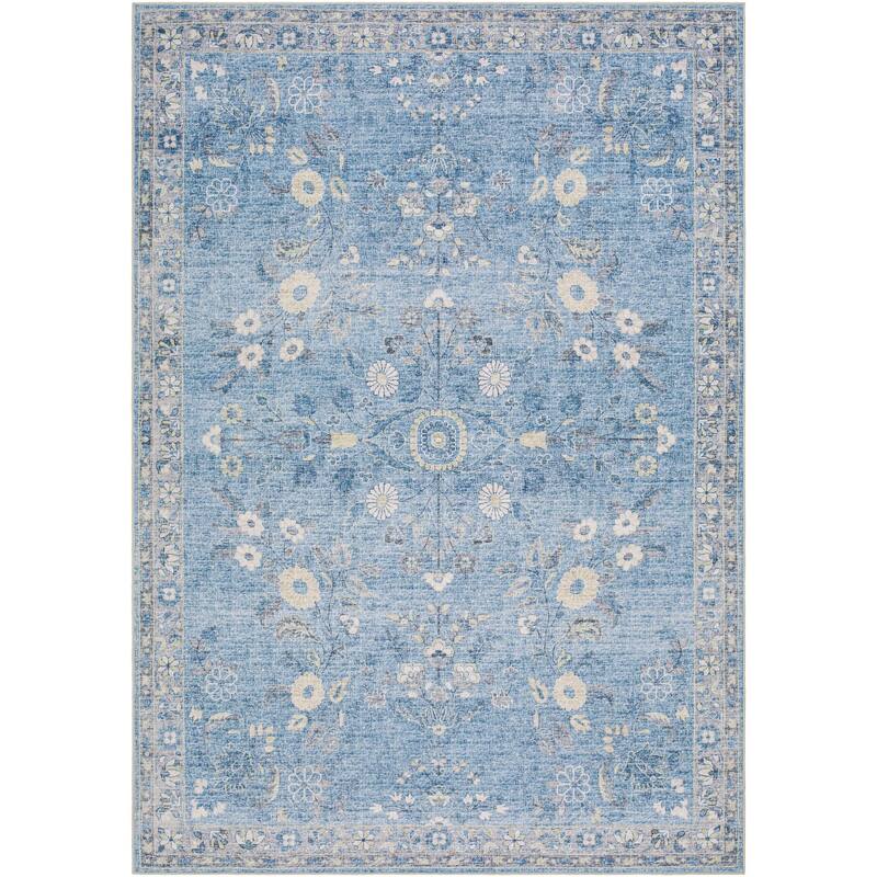 Livabliss Lavable Classic Medallion Machine Washable Area Rug - Blue/Gray - 5' 3" x 7' 7"
