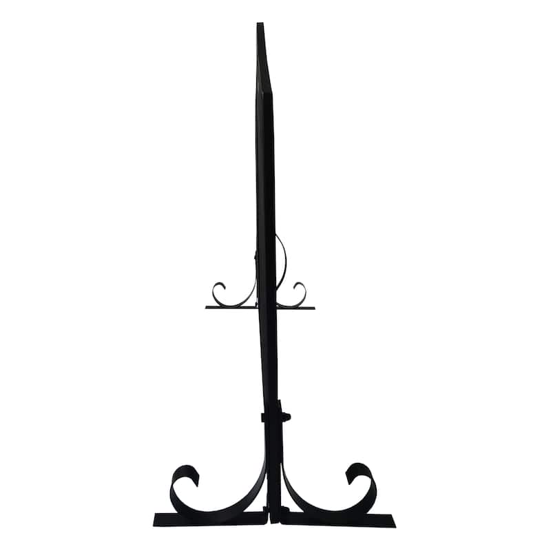 43 Inches 3 Panel Iron Fireplace Screen, Mesh Design, Arched Top, Tree of Life Art, Black