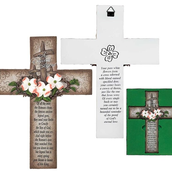 12.25" Brown and White Religious Wall Cross with Crown of Thorns - N/A