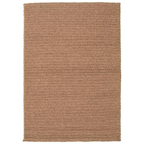 ECARPETGALLERY Braid weave Sienna Brown Wool Rug - 4'6 x 6'7