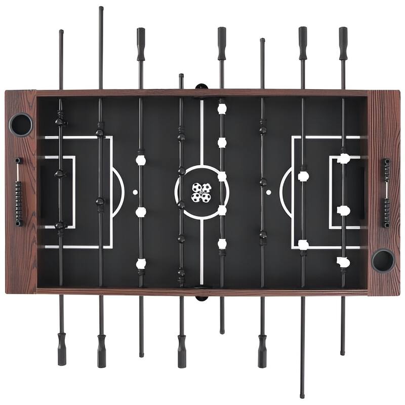 Black Brown MDF Foosball Table 55" with Cup Holders and Scorekeeper - 55.1” Lx 28.6” W x 34” H