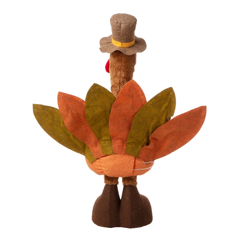 Glitzhome 37"H Thanksgiving LED Turkey Standing Decor with Telescoping Legs - Single