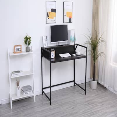 Black Narrow Sofa Table, Space Saving Console for Living Room