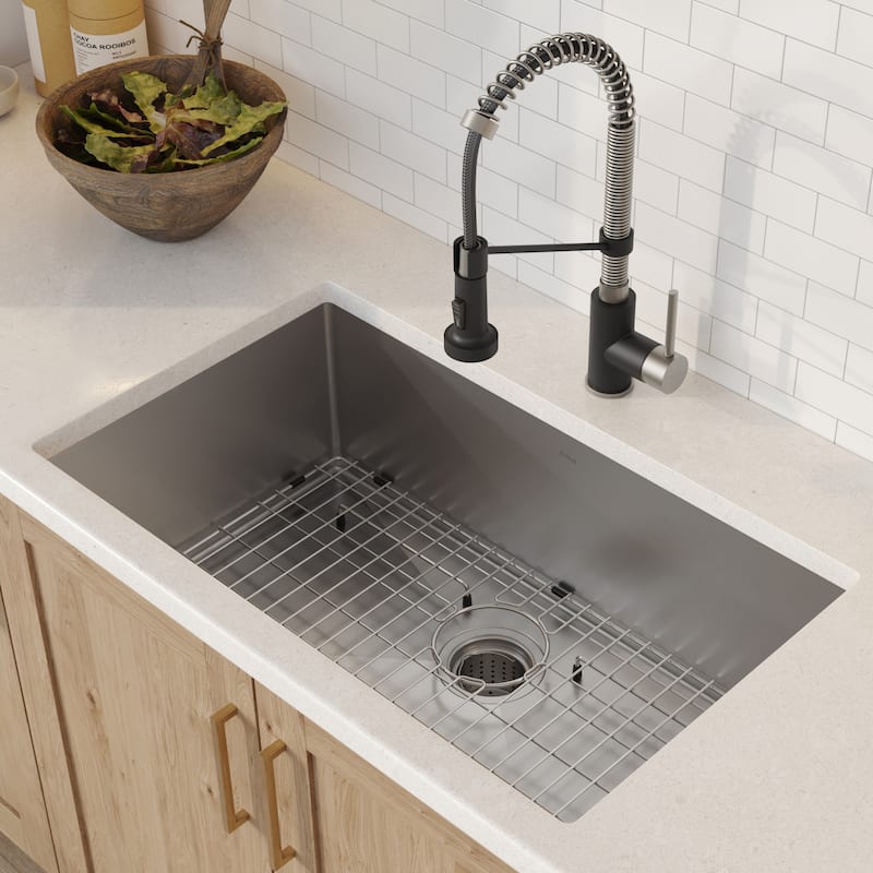 Kraus 3-in-1 Set Undermount Kitchen Sink, Pulldown Faucet, Dispenser
