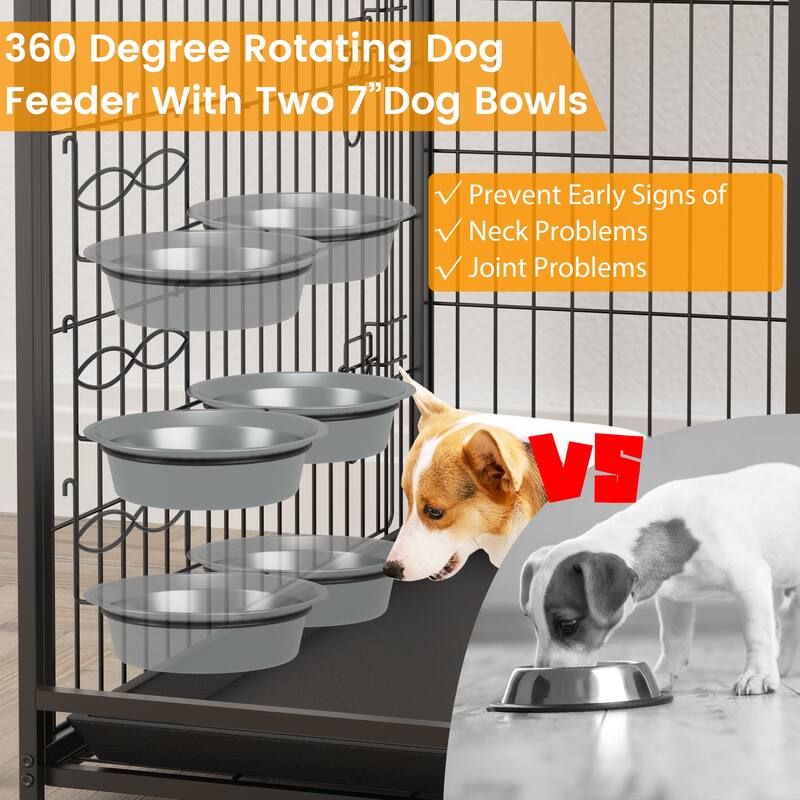 Dog Crate Furniture with Storage Shelves Removable Tray