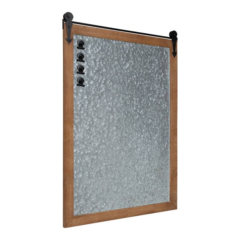 Kate and Laurel Cates Barn Door Wood Framed Magnet Board - 21.5x32 - Rustic Brown