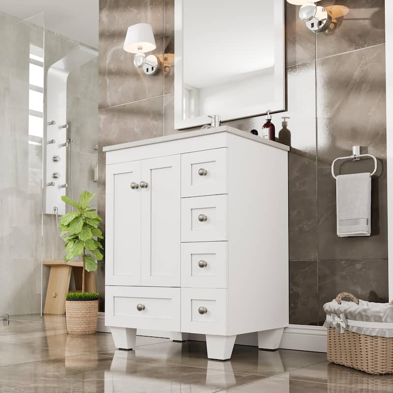 Eviva Happy 24"W Bath Vanity with Carrara Quartz Top