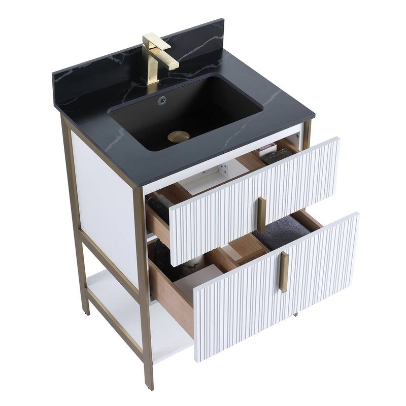 Fine Fixtures Serenity Modern Bathroom Vanity with Black Sintered Stone Top