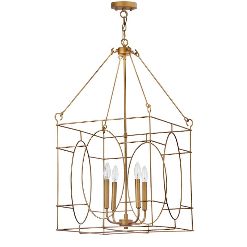 SAFAVIEH Lighting Mojgan Adjustable 4-Light Gold Pendant - 18" W x 18" D x 36-108" H - 18Wx18Dx108H