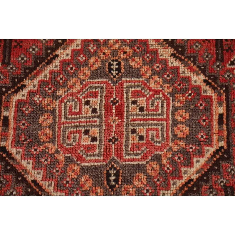 Red Qashqai Persian Vintage Area Rug Handmade Wool Carpet - 5'2"x 7'8"