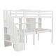 preview thumbnail 10 of 17, White Twin Size Solid Wood Loft Bed with Storage Staircase, Desks, and Shelves