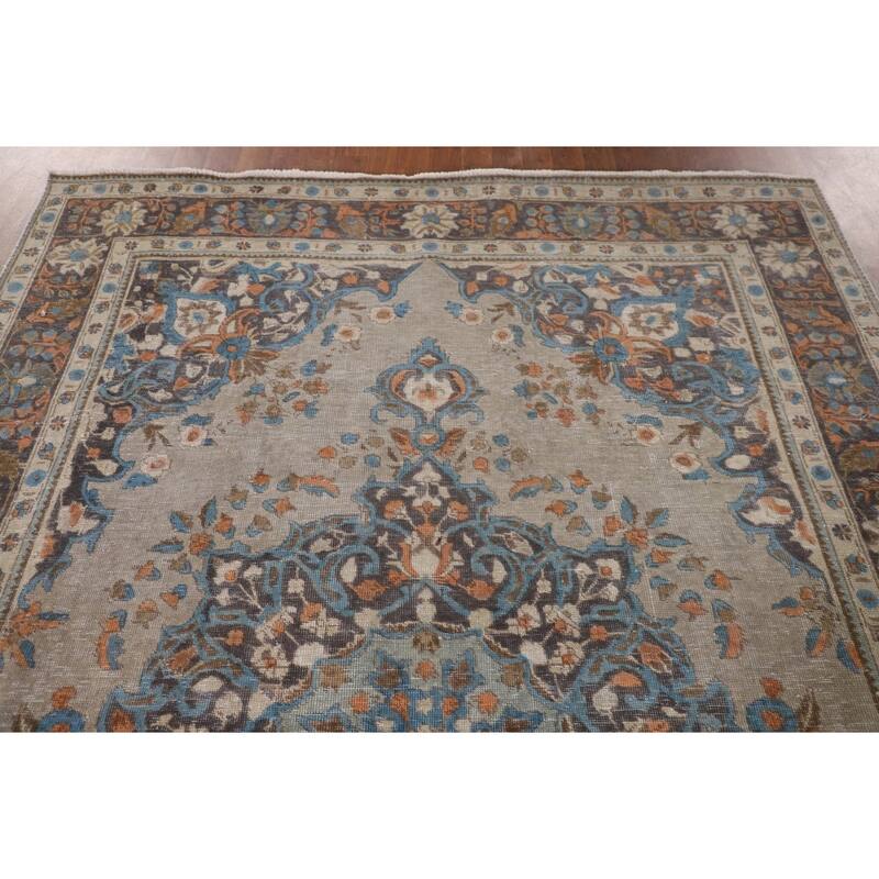 Distressed Over-Dyed Tabriz Persian Antique Rug Handmade Wool Carpet - 6'5"x 9'3"