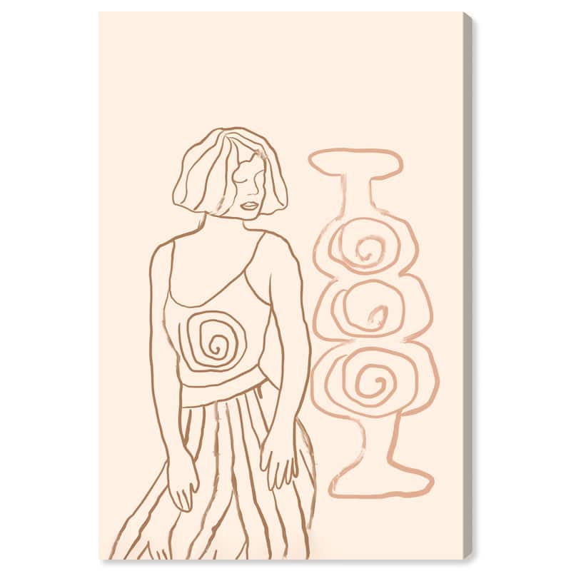 Wynwood Studio Entertainment and Hobbies Girl and a Vessel Brown and Light Pink Modern & Contemporary Wall Art Canvas Print