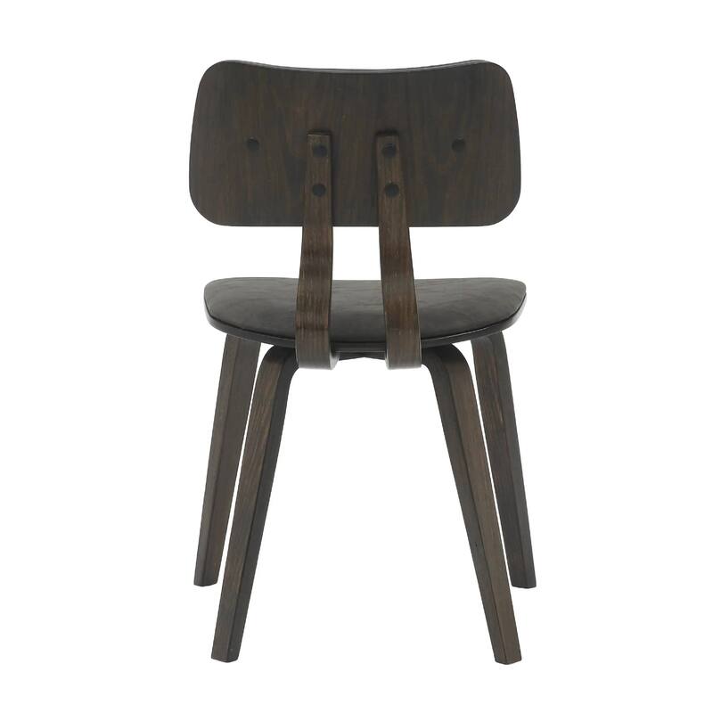 Clivo Leather Dining Chair with Open-Back and Poplar Wood Legs for Kitchen or Dining Room Set of 2