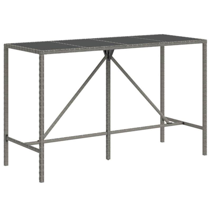 vidaXL 5 Piece Patio Bar Set with Cushions Black Poly Rattan - 15.7" x 17.3" x 42.5"