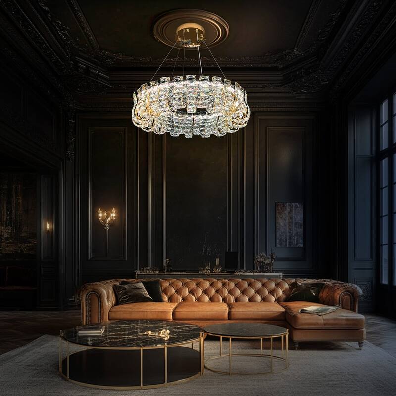 Luxury Crystal 30" LED Chandelier Modern Round