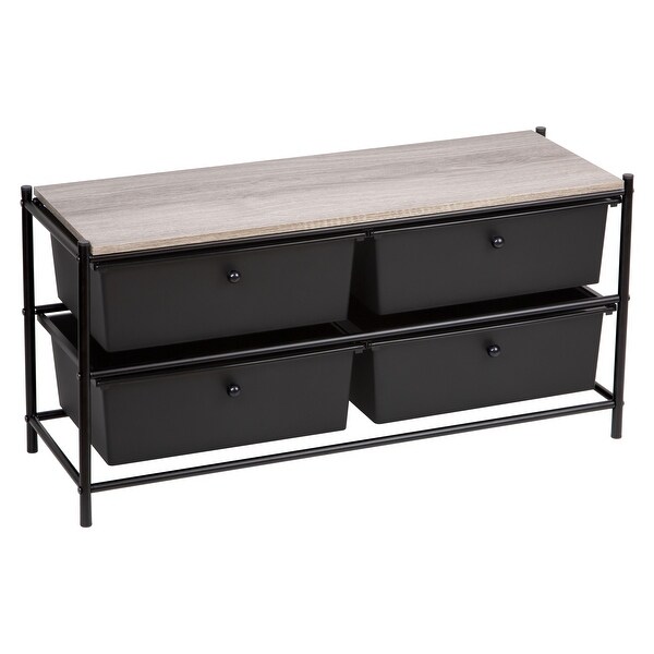 Shop 4 Drawer Storage Shelf, Matte Black with Wood Grain ...