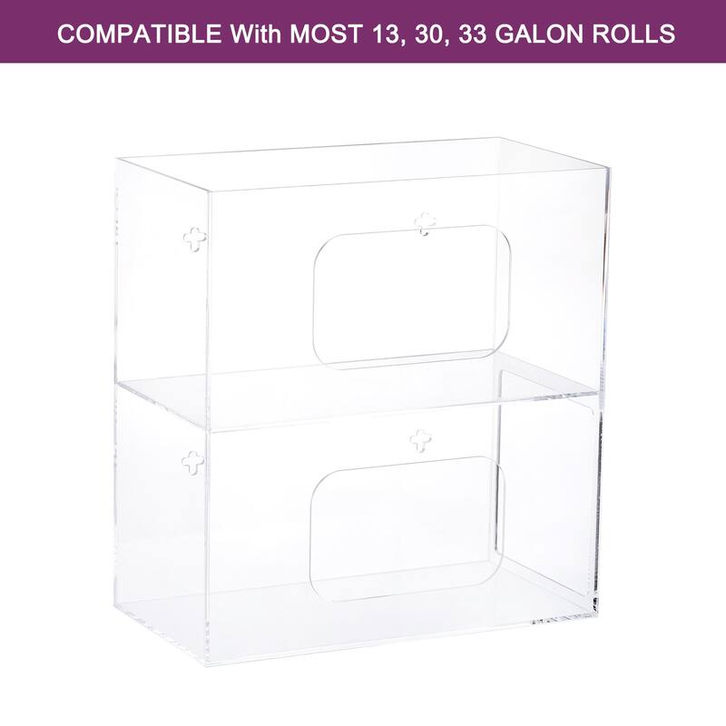 10.4" x 5.4" x 11" Trash Bag Dispenser Roll Holder Wall Mount for Garbage Bag - Transparent
