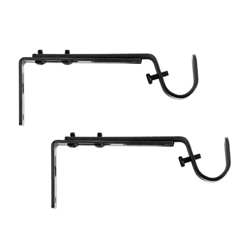 Kenney® 3/4" Adjustable 4.5-6.125" Curtain Rod Mounting Brackets, Set of 2, Black