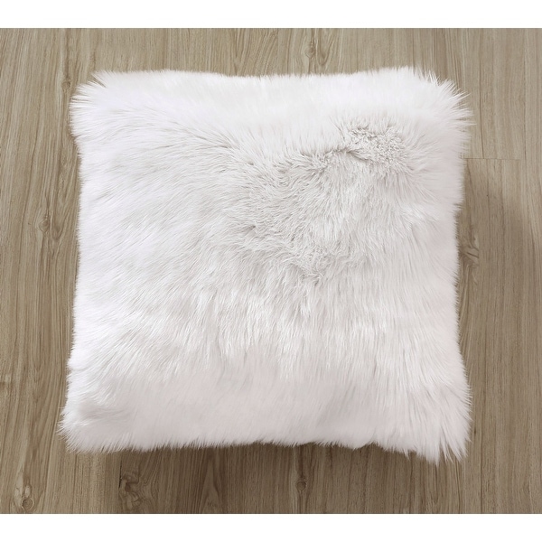 Super Soft Plush White Mongolian Faux Fur Throw Pillow Cover Bed