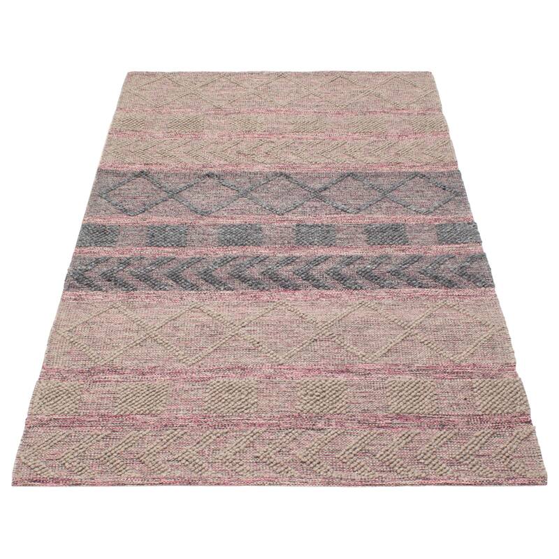 ECARPETGALLERY Braid weave Sienna Grey Wool Rug - 4'11 x 8'3