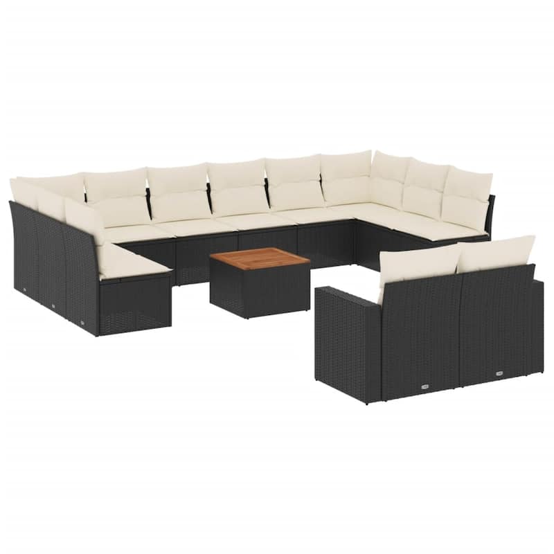 vidaXL Patio Sofa Set with Cushions Outdoor Furniture 13 Piece Poly Rattan - 21.7 x 21.7 x 14.6