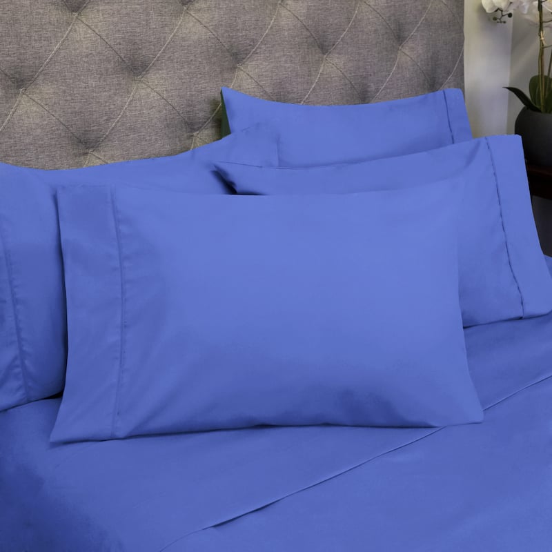 Sweet Home Collection Split King 7 Piece Sheet Set, Deluxe Ultra Soft 1500 Series, Double Brushed Microfiber. - Royal Blue