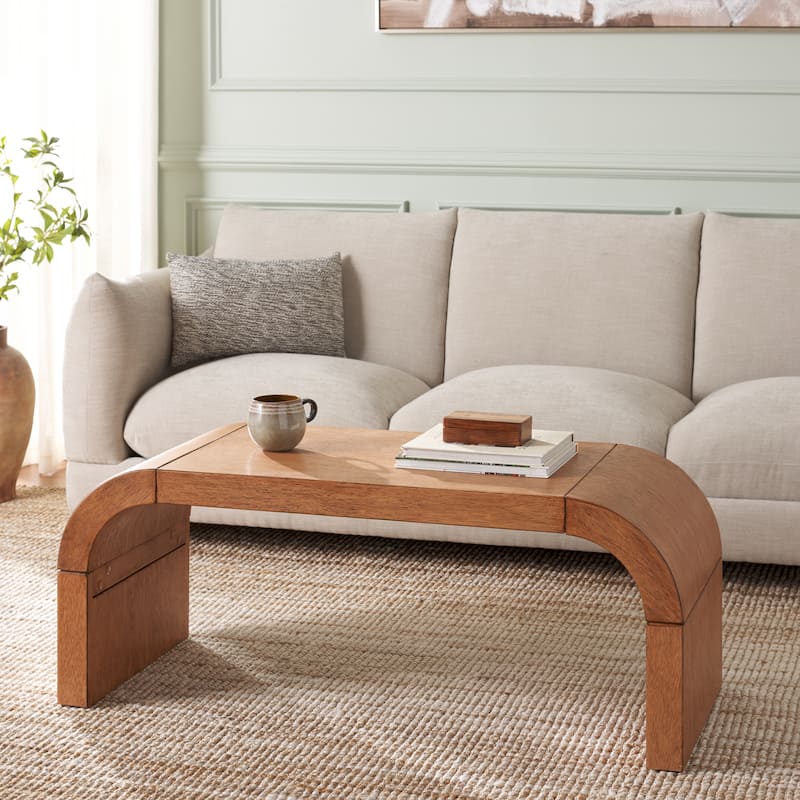 SAFAVIEH Liasonya Curved Coffee Table - 45"W x 18"D x 18"H - Light Natural