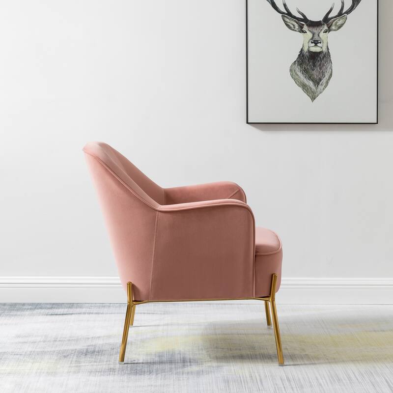 Marina Modern Velvet Accent Chair with Golden Legs Set of 2 by HULALA HOME