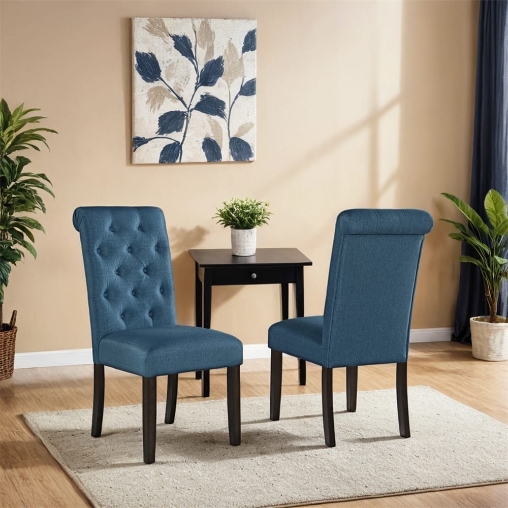Leviton Solid Wood Tufted Asons Dining Chair,Set of 2