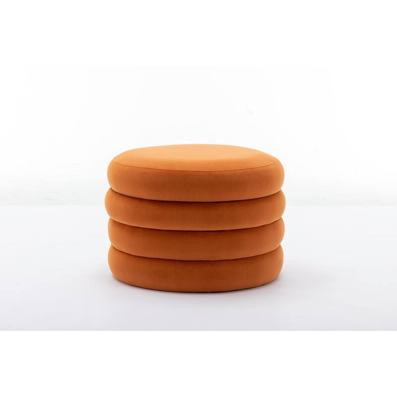 Velvet Storage Ottoman Footstool with Wooden Shelving