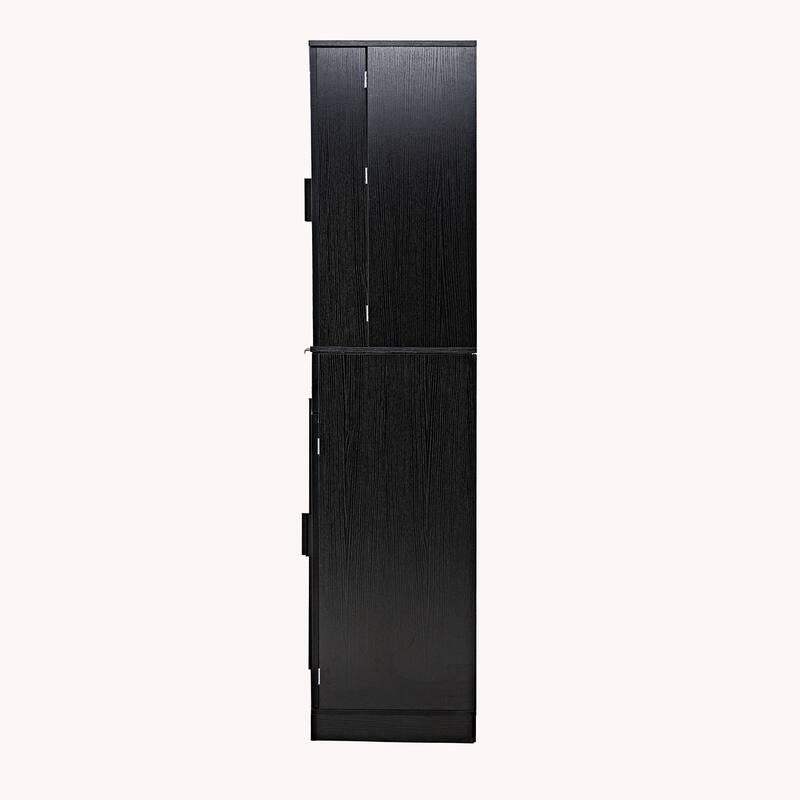 Fluted Kitchen Pantry Cabinet, Freestanding Buffet Cabinet, Storage Cabinet with 3 Keyboard Drawers & 6 Adjustable Door Shelves