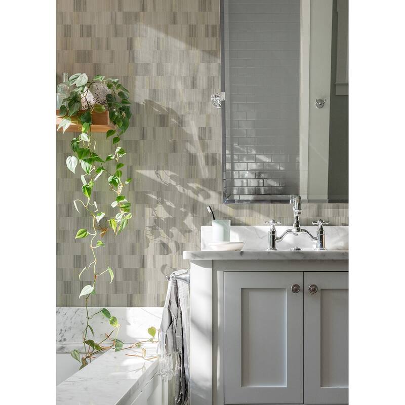 Sarah + Ruby Flicker Light Grey Horizontal Textured Stripe Wallpaper