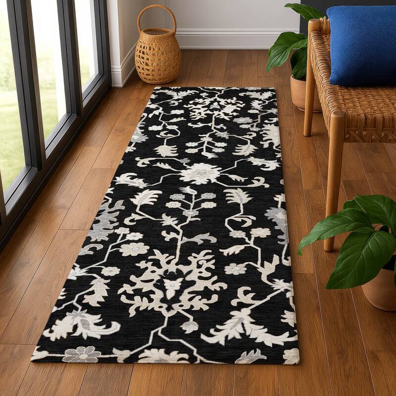 Premium Washable Super Soft Traditional Avanti Mayfield Rug - Black - 2'3" x 7'6"