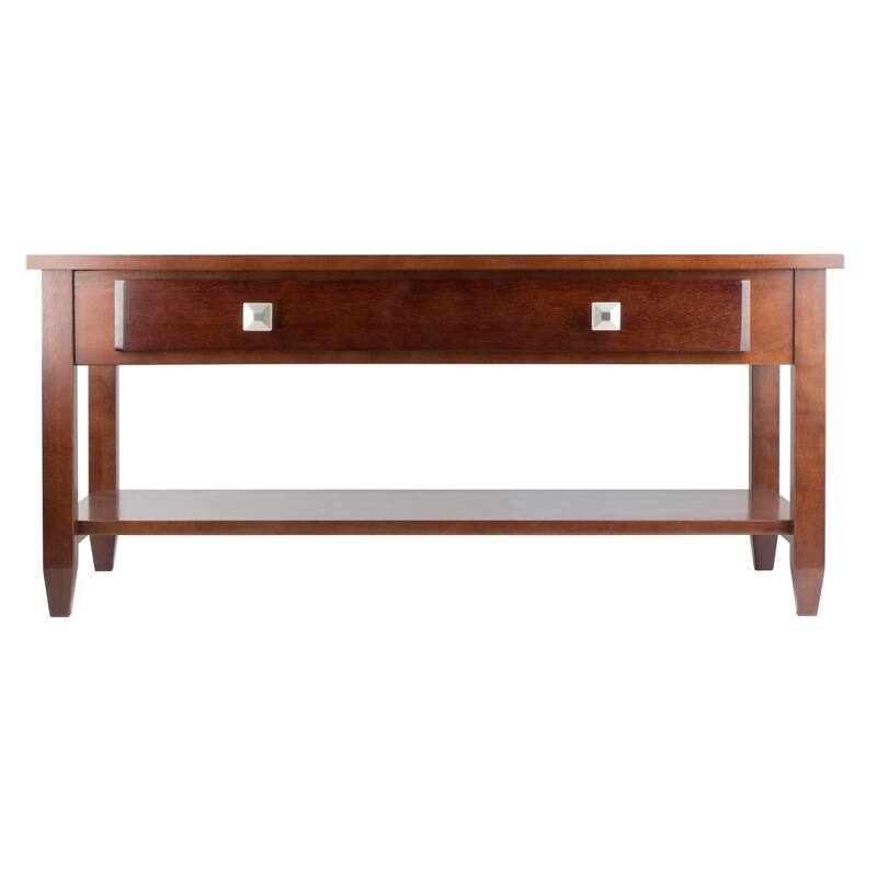40" Walnut Brown Contemporary Coffee Table with Tapered Leg