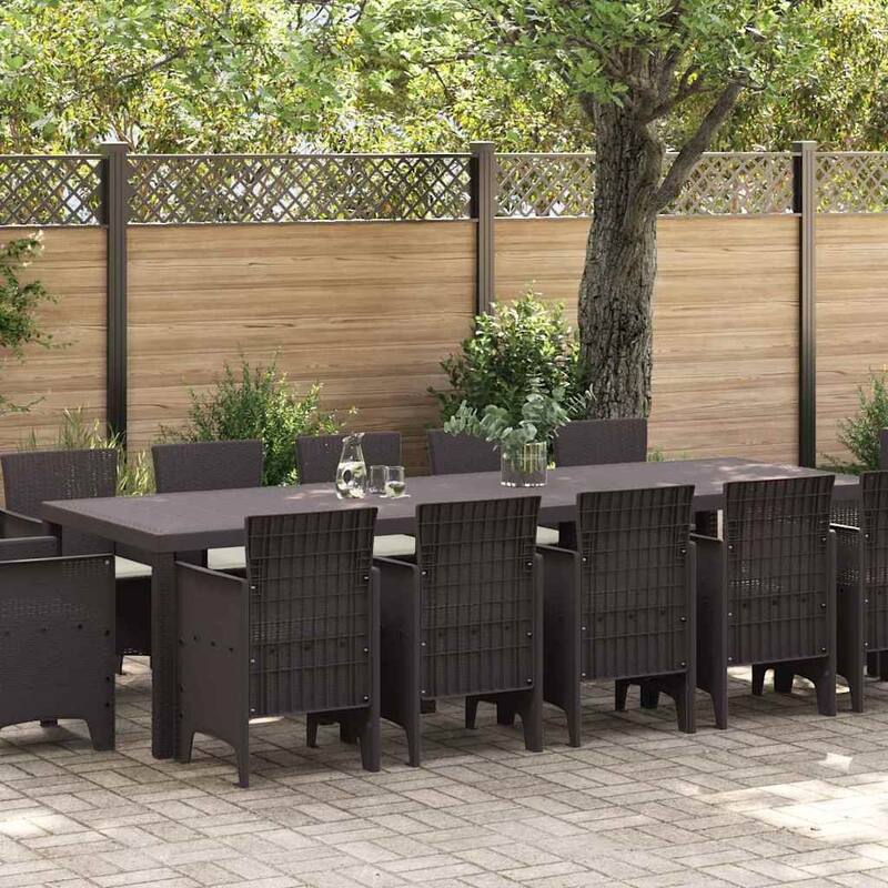 vidaXL Garden Dining Set 13 pcs Plastic - 39 x 118 x 29 - Brown/ Cream white