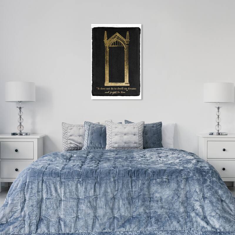 Wynwood Studio Prints Typography and Quotes Dwell on Dreams Gold and Metallic Gold Glam Wall Art Canvas Print - 36 x 24