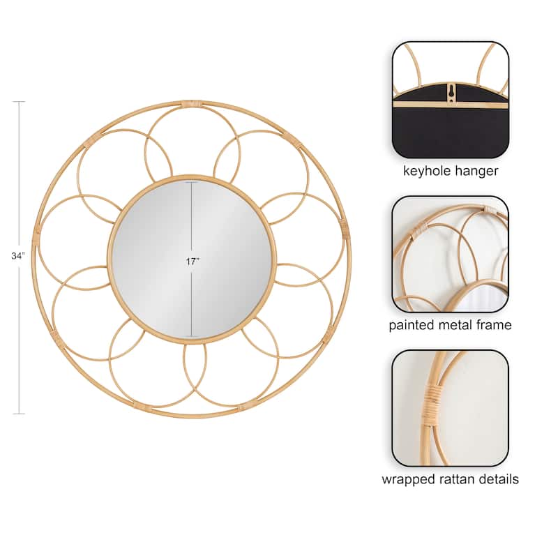 Kate and Laurel Cori Round Rattan Mirror